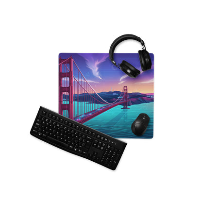 Vaporwave Cityscape Gaming Mouse Pad - Gaming Mouse Pad Purple Pink Blue Gradient Desk Vaporwave Dreamy Mood Neon Print