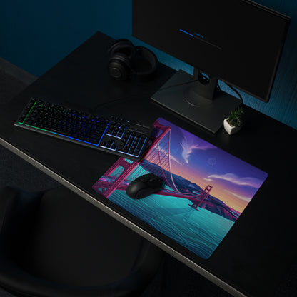 Vaporwave Cityscape Gaming Mouse Pad - Gaming Mouse Pad Purple Pink Blue Gradient Desk Vaporwave Dreamy Mood Neon Print