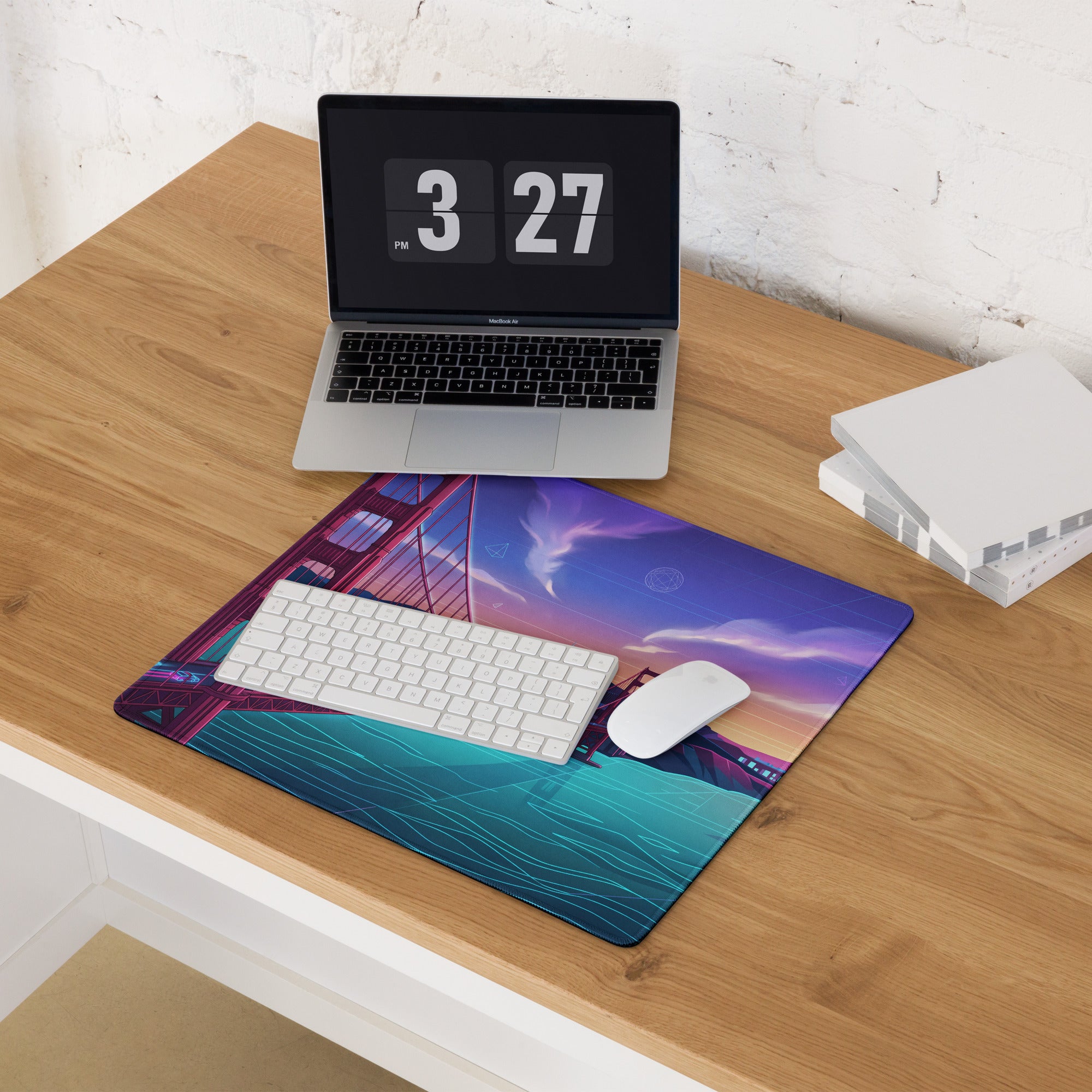 Vaporwave Cityscape Gaming Mouse Pad - Gaming Mouse Pad Purple Pink Blue Gradient Desk Vaporwave Dreamy Mood Neon Print