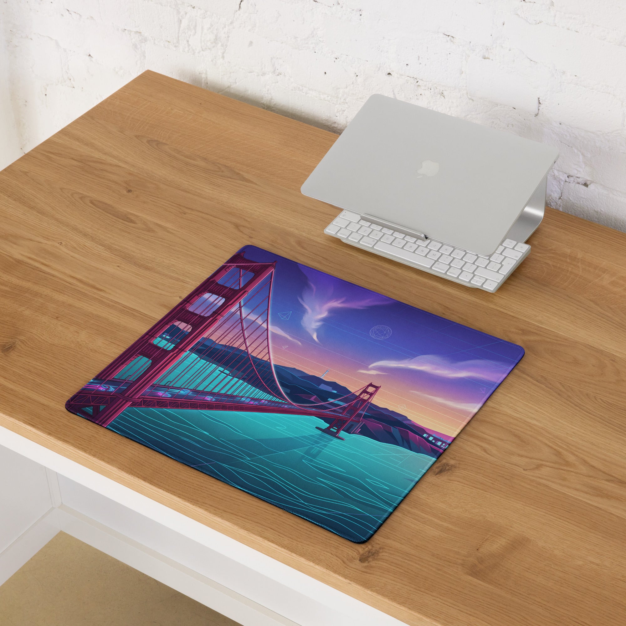 Vaporwave Cityscape Gaming Mouse Pad - Gaming Mouse Pad Purple Pink Blue Gradient Desk Vaporwave Dreamy Mood Neon Print