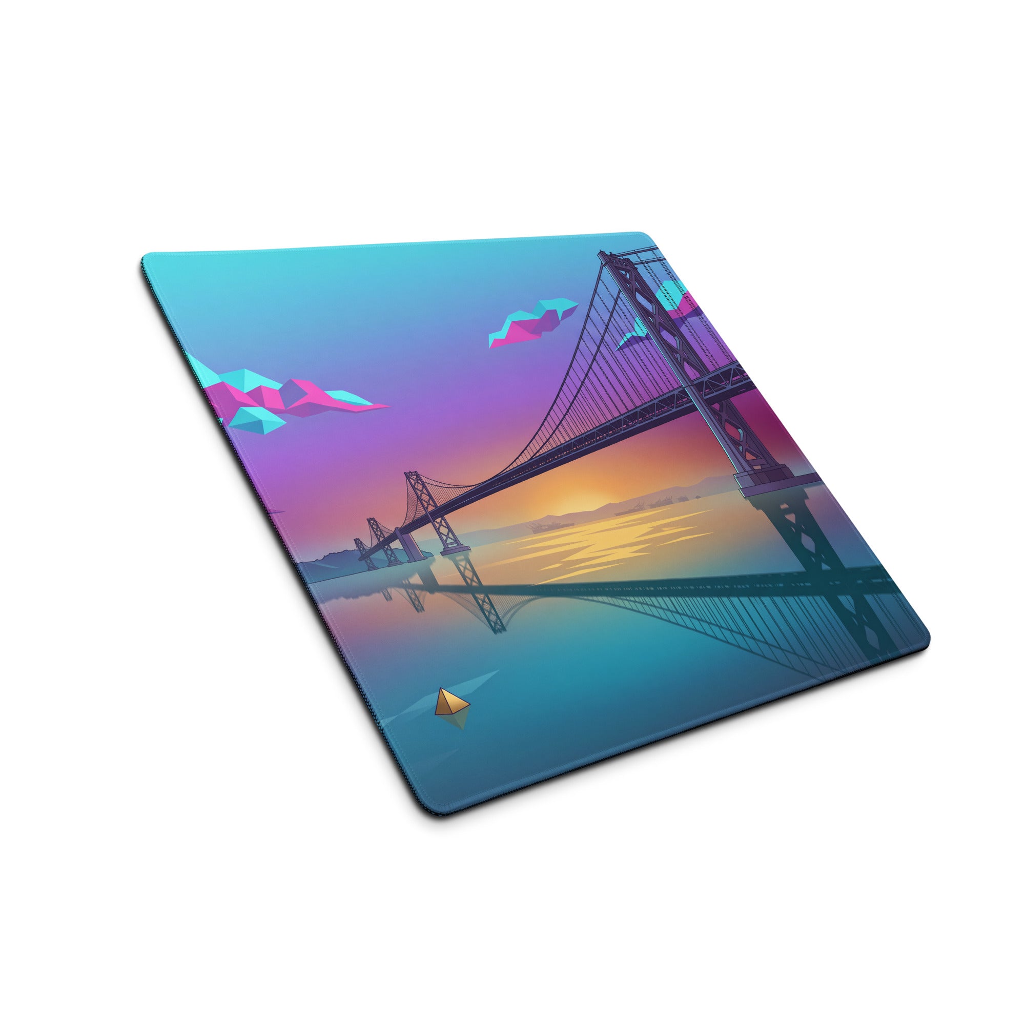 Vaporwave Neon Bridge Mouse Pad - Mouse Pad Gaming Neon Pink Blue Gradient Desk Decor Vaporwave Style Dreamy Mood