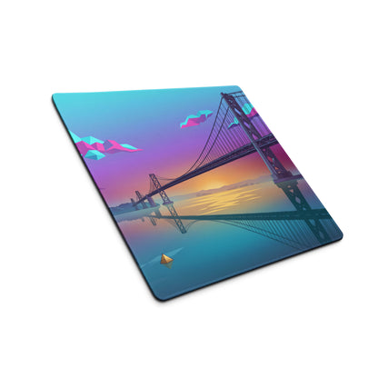 Vaporwave Neon Bridge Mouse Pad - Mouse Pad Gaming Neon Pink Blue Gradient Desk Decor Vaporwave Style Dreamy Mood