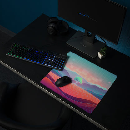 Vaporwave Neon Landscape Pad - Mouse Pad Neon Pink For Gaming Vaporwave Dreamy Mood Neon Decor Synthwave Digital Art