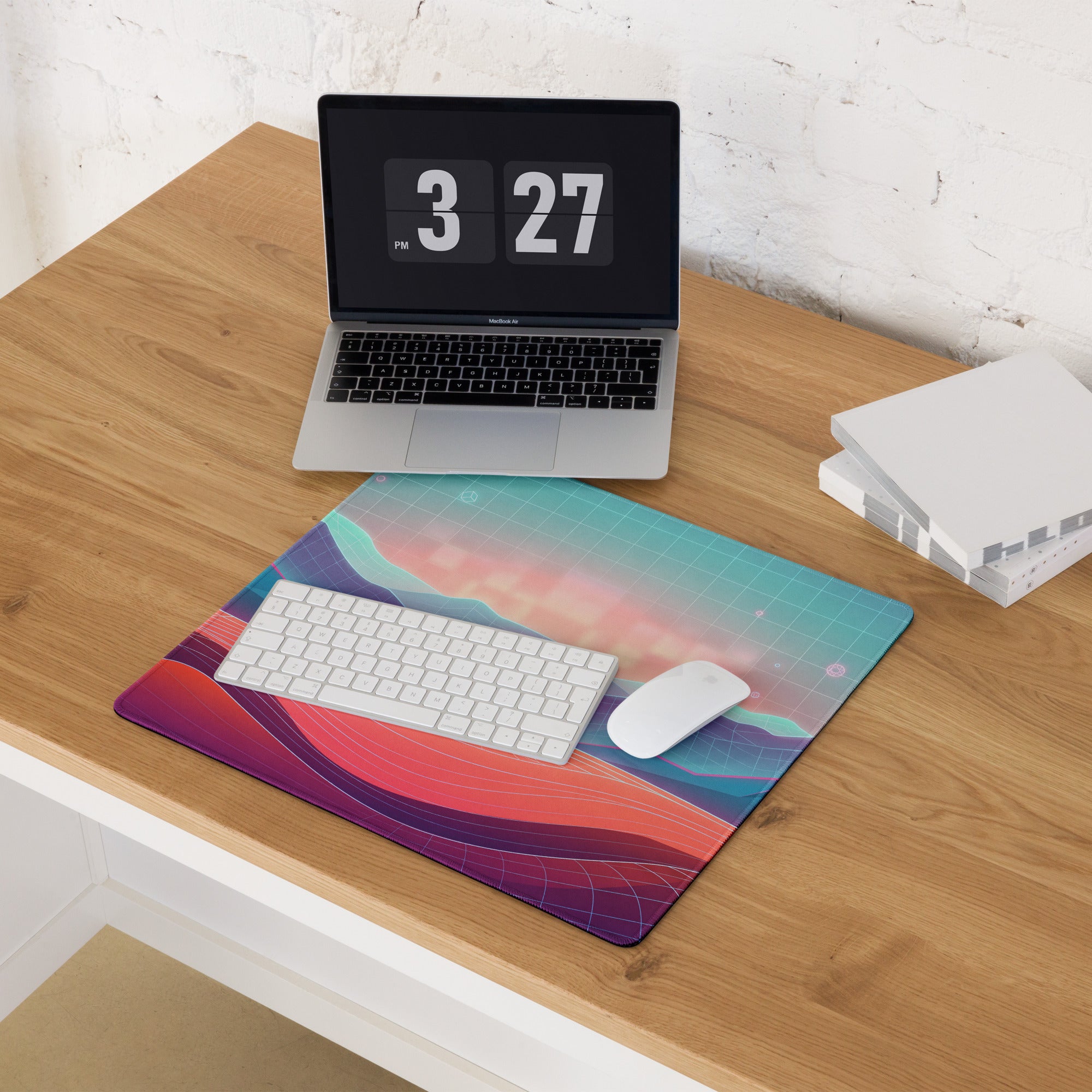 Vaporwave Neon Landscape Pad - Mouse Pad Neon Pink For Gaming Vaporwave Dreamy Mood Neon Decor Synthwave Digital Art