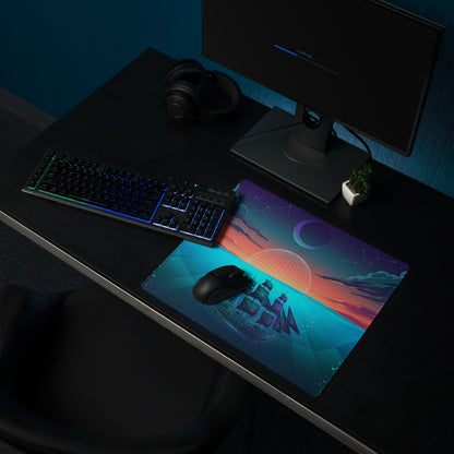 Vaporwave Neon Ocean Mouse Pad - Gaming Mouse Pad Neon Pink Blue Desk Setup Vaporwave Dreamy Neon Aesthetic 80s