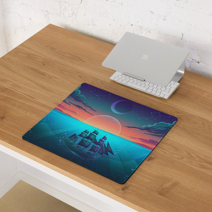 Vaporwave Neon Ocean Mouse Pad - Gaming Mouse Pad Neon Pink Blue Desk Setup Vaporwave Dreamy Neon Aesthetic 80s