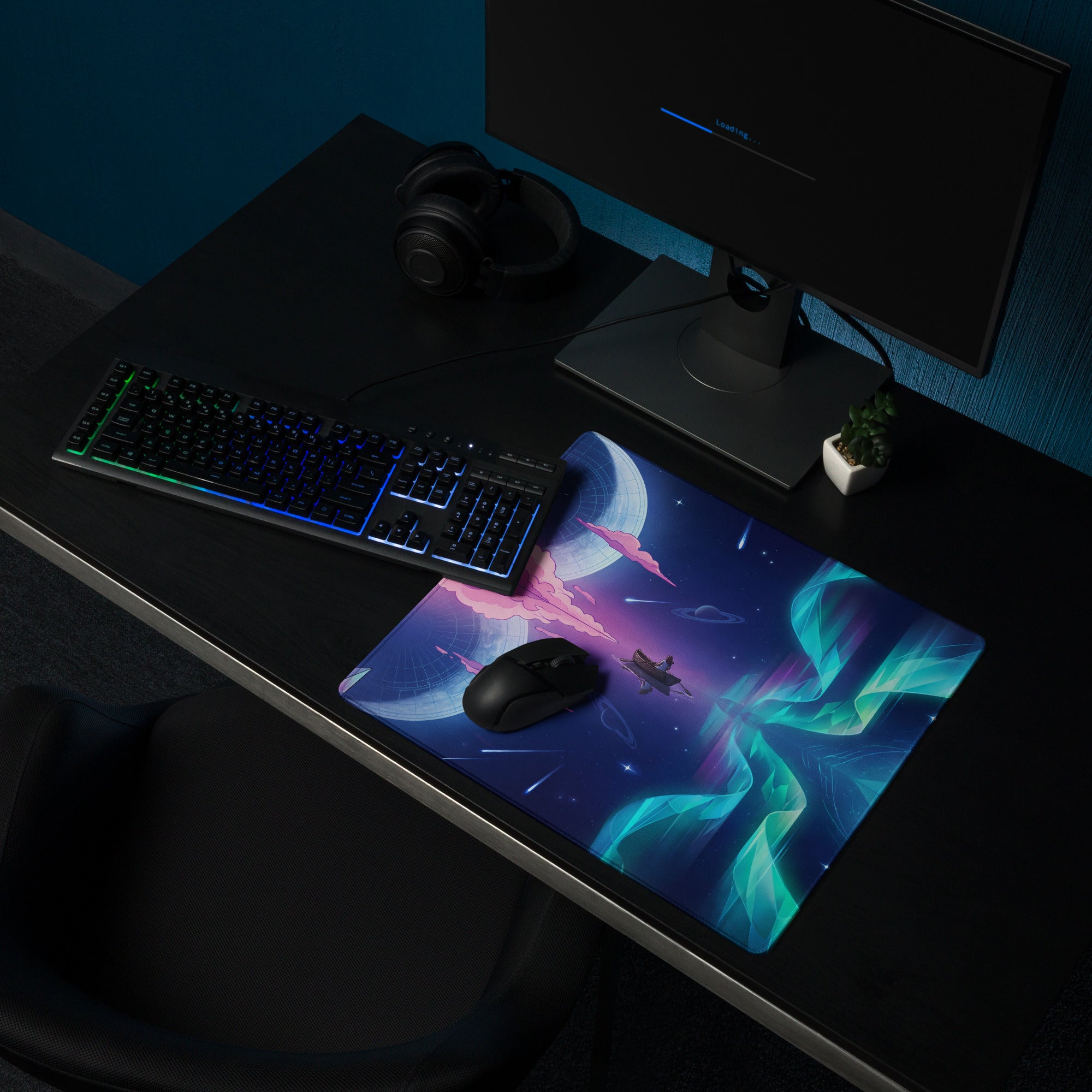 Vaporwave Neon Galaxy Mouse Pad - Mouse Pad Pink Blue Teal Gaming Desk Vaporwave Dreamy Mood Cyberpunk Decor Digital Art