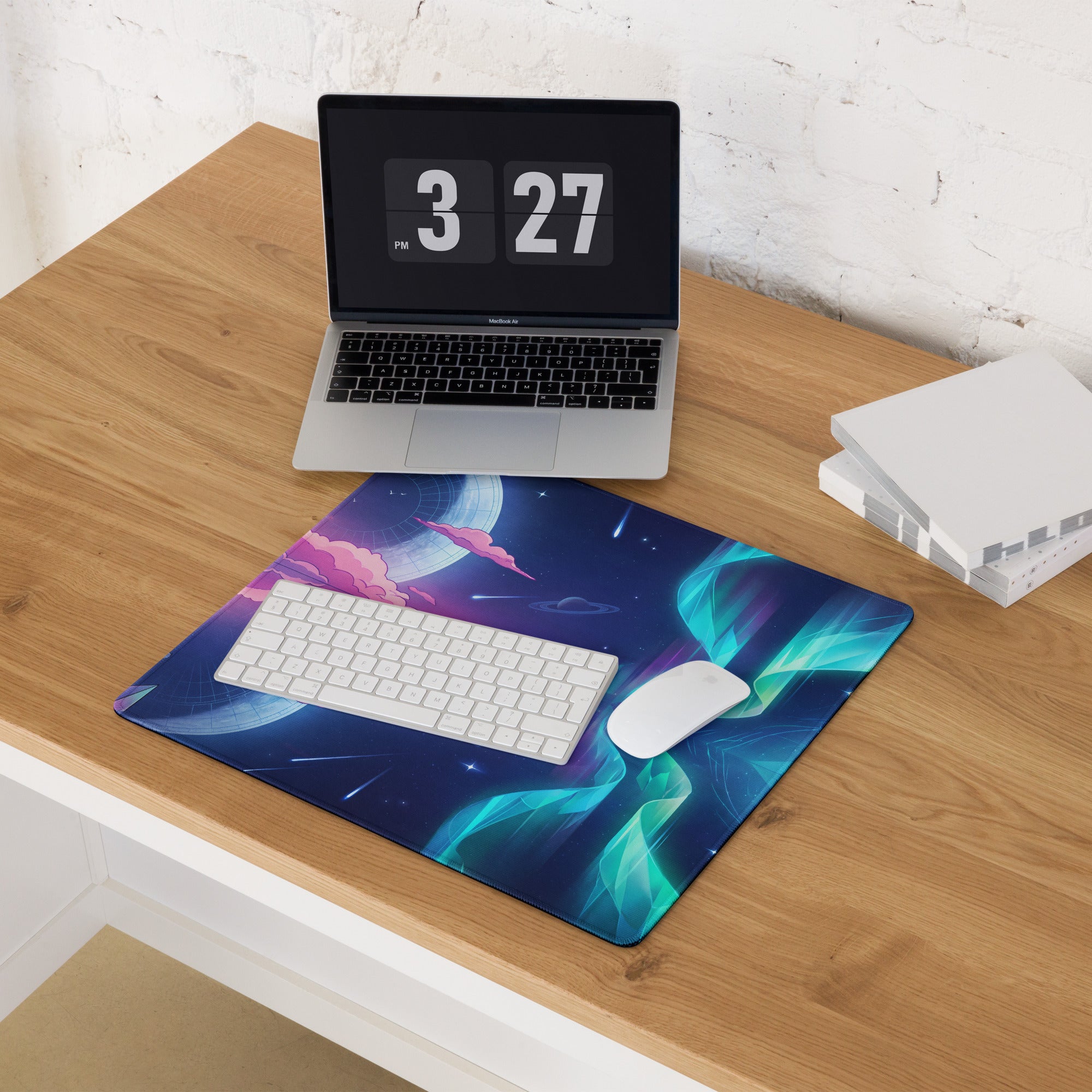 Vaporwave Neon Galaxy Mouse Pad - Mouse Pad Pink Blue Teal Gaming Desk Vaporwave Dreamy Mood Cyberpunk Decor Digital Art