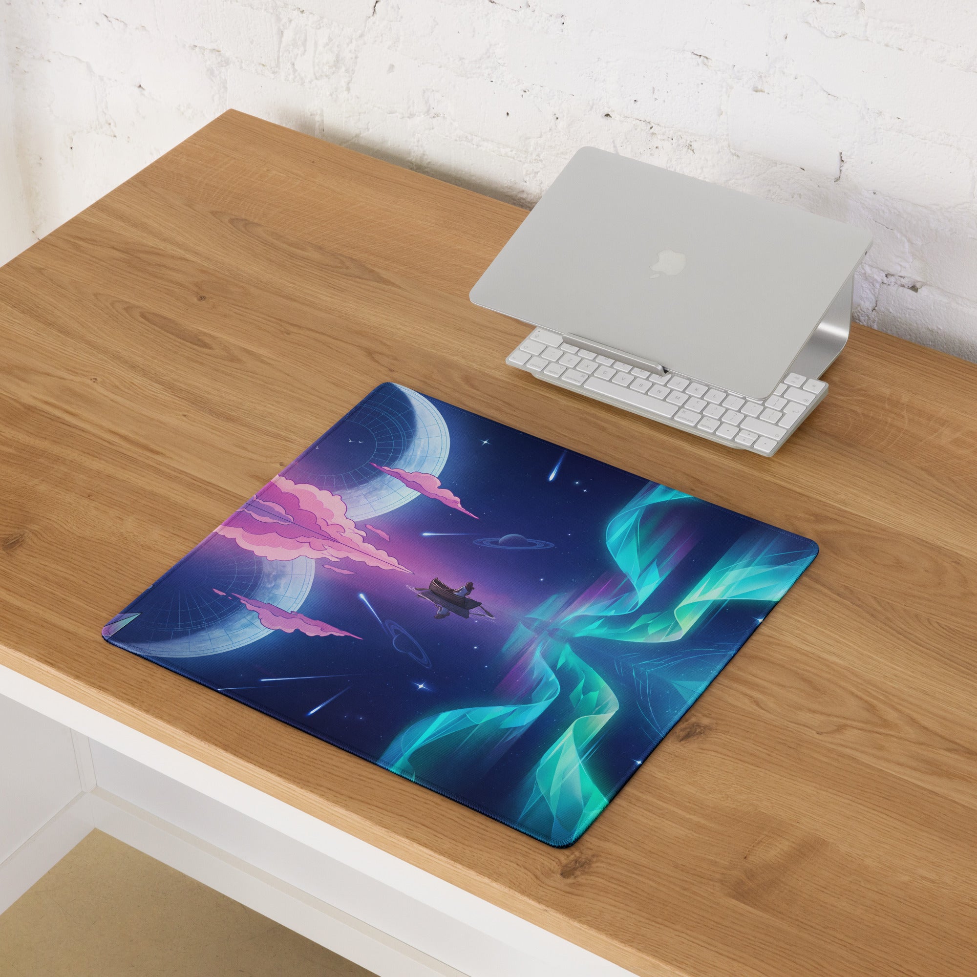 Vaporwave Neon Galaxy Mouse Pad - Mouse Pad Pink Blue Teal Gaming Desk Vaporwave Dreamy Mood Cyberpunk Decor Digital Art