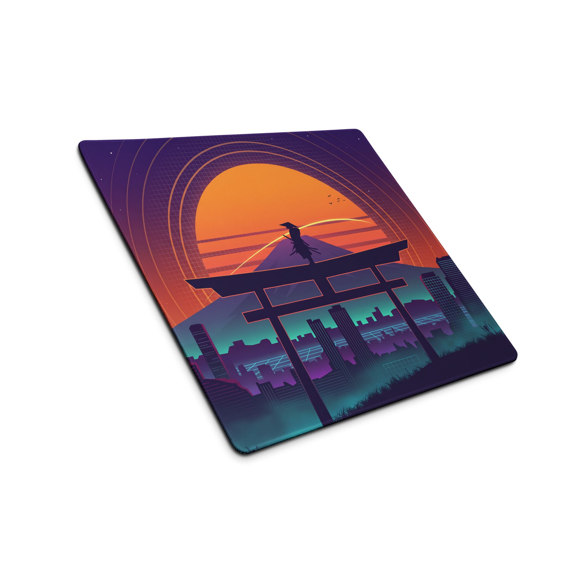 Vaporwave Sunset Neon Gaming Mouse Pad - Mouse Pad Purple Orange Gradient Desk Vaporwave Mood Futurism Digital