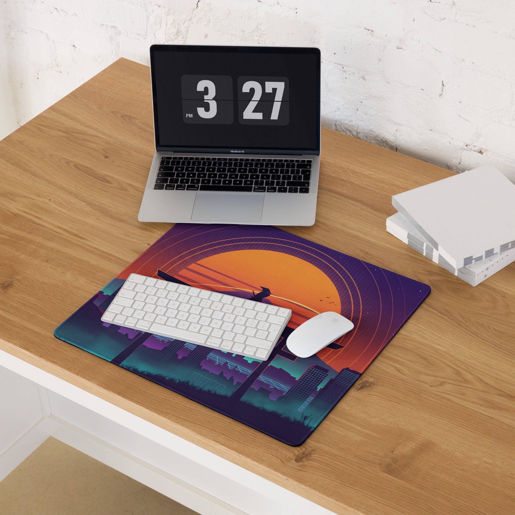 Vaporwave Sunset Neon Gaming Mouse Pad - Mouse Pad Purple Orange Gradient Desk Vaporwave Mood Futurism Digital