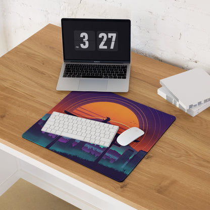 Vaporwave Sunset Neon Gaming Mouse Pad - Mouse Pad Purple Orange Gradient Desk Vaporwave Mood Futurism Digital