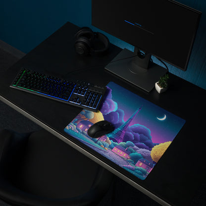 Neon Vaporwave Desk Pad Landscape - Mouse Pad Neon Pink Purple Blue For Gaming Desk Retro Dreamy Synthwave Decor Art