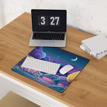 Neon Vaporwave Desk Pad Landscape - Mouse Pad Neon Pink Purple Blue For Gaming Desk Retro Dreamy Synthwave Decor Art