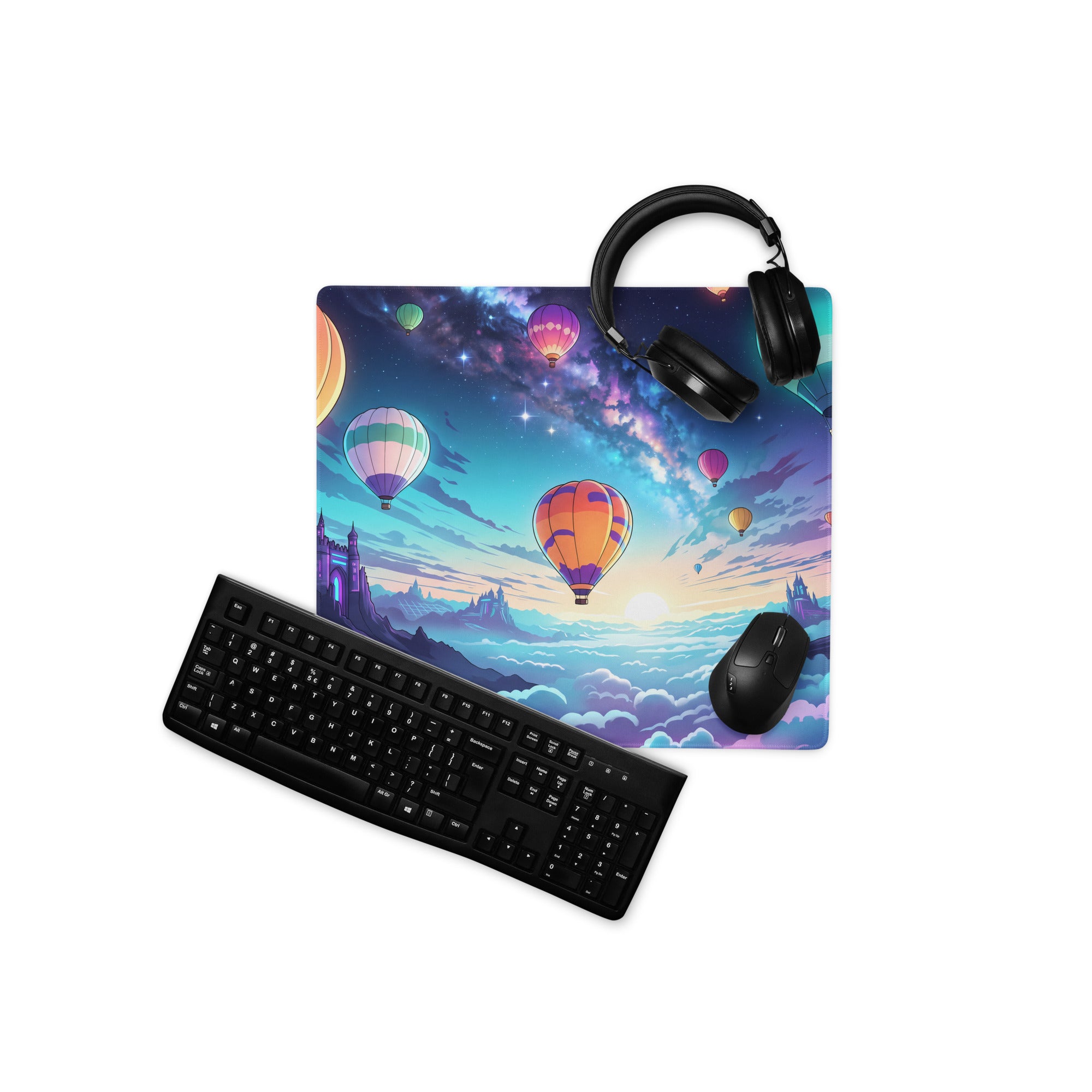 Nebula Balloon Vaporwave Mouse Pad - Vaporwave Mouse Pad Neon Pink Purple Blue For Gaming Desk Dreamy Retro Mood Desk Art