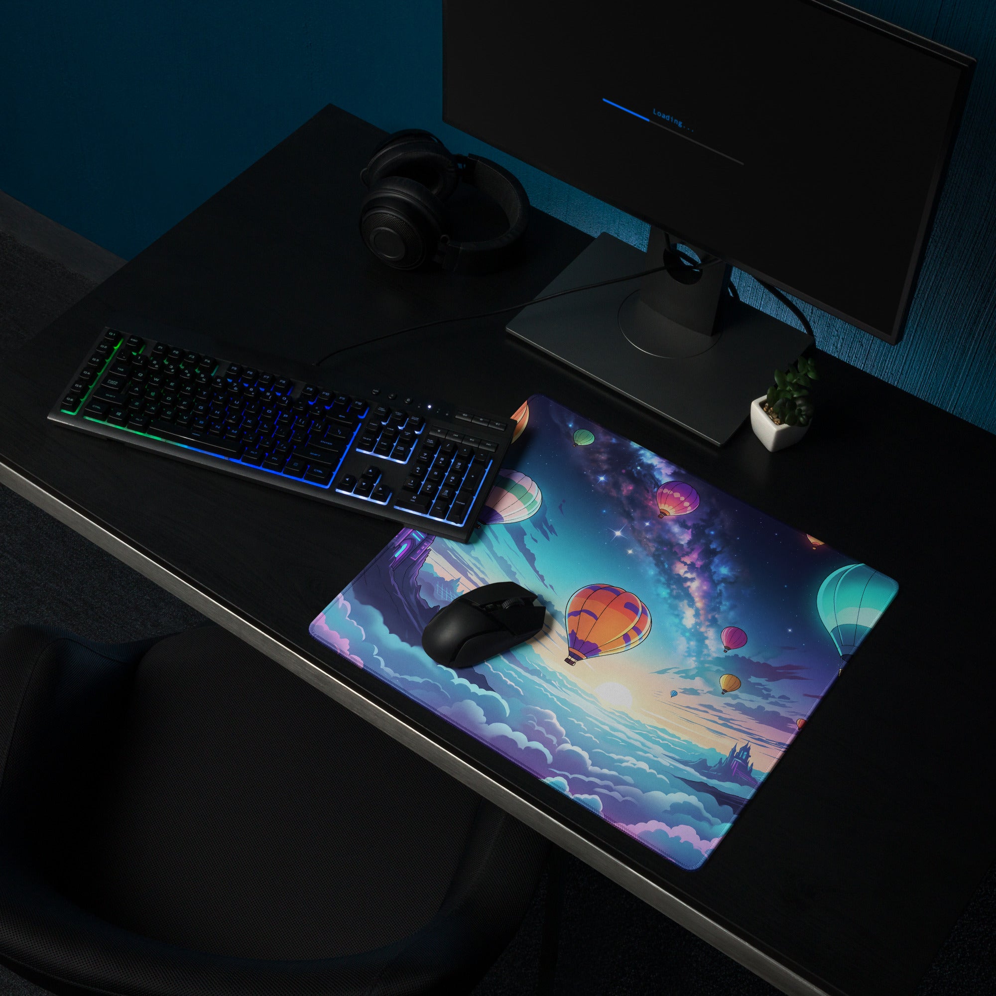 Nebula Balloon Vaporwave Mouse Pad - Vaporwave Mouse Pad Neon Pink Purple Blue For Gaming Desk Dreamy Retro Mood Desk Art