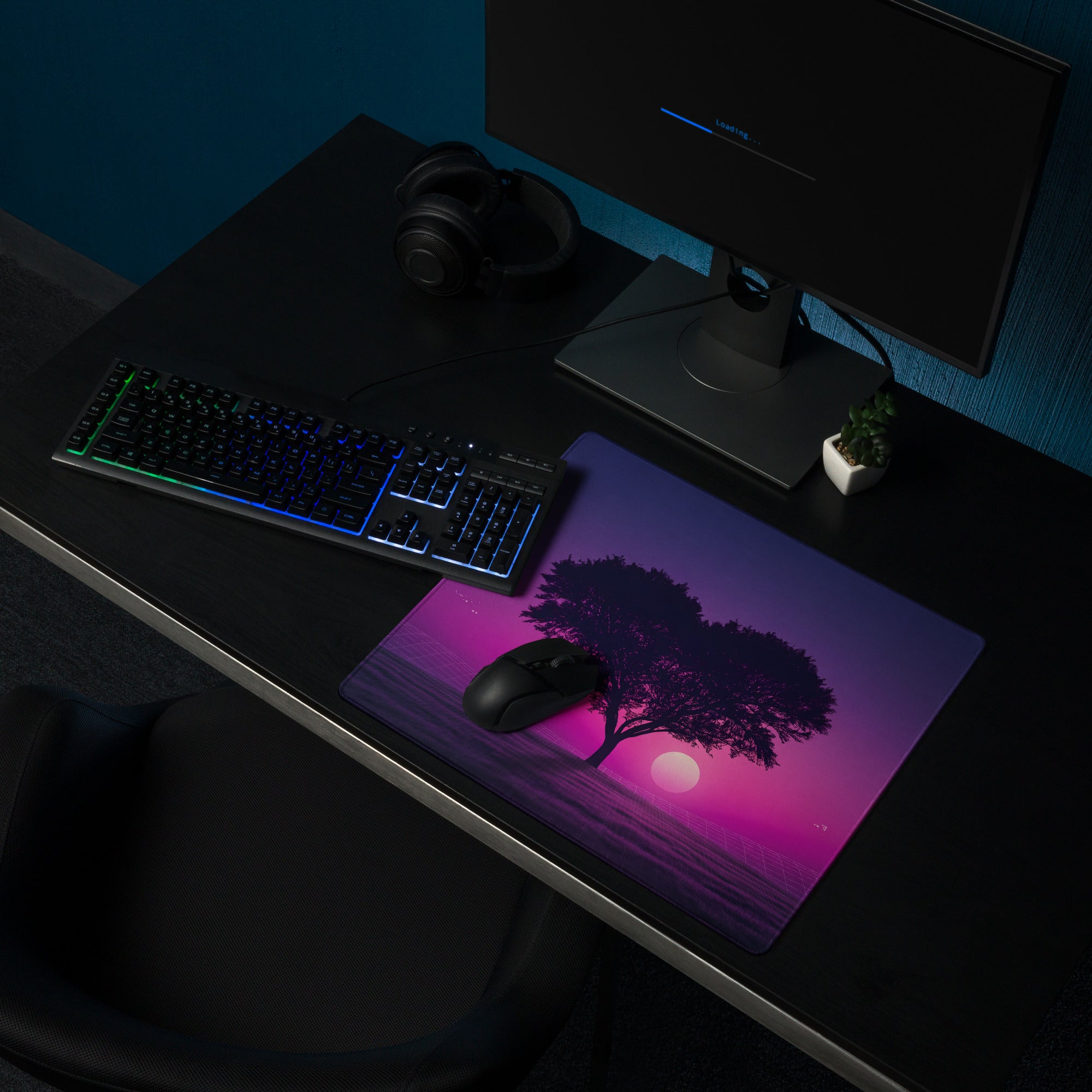 Vaporwave Sunset Tree Mouse Pad - Tree Purple Pink Desk Gaming Vaporwave Dreamy Nostalgic Synthwave Aesthetic