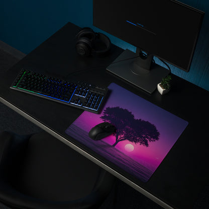 Vaporwave Sunset Tree Mouse Pad - Tree Purple Pink Desk Gaming Vaporwave Dreamy Nostalgic Synthwave Aesthetic