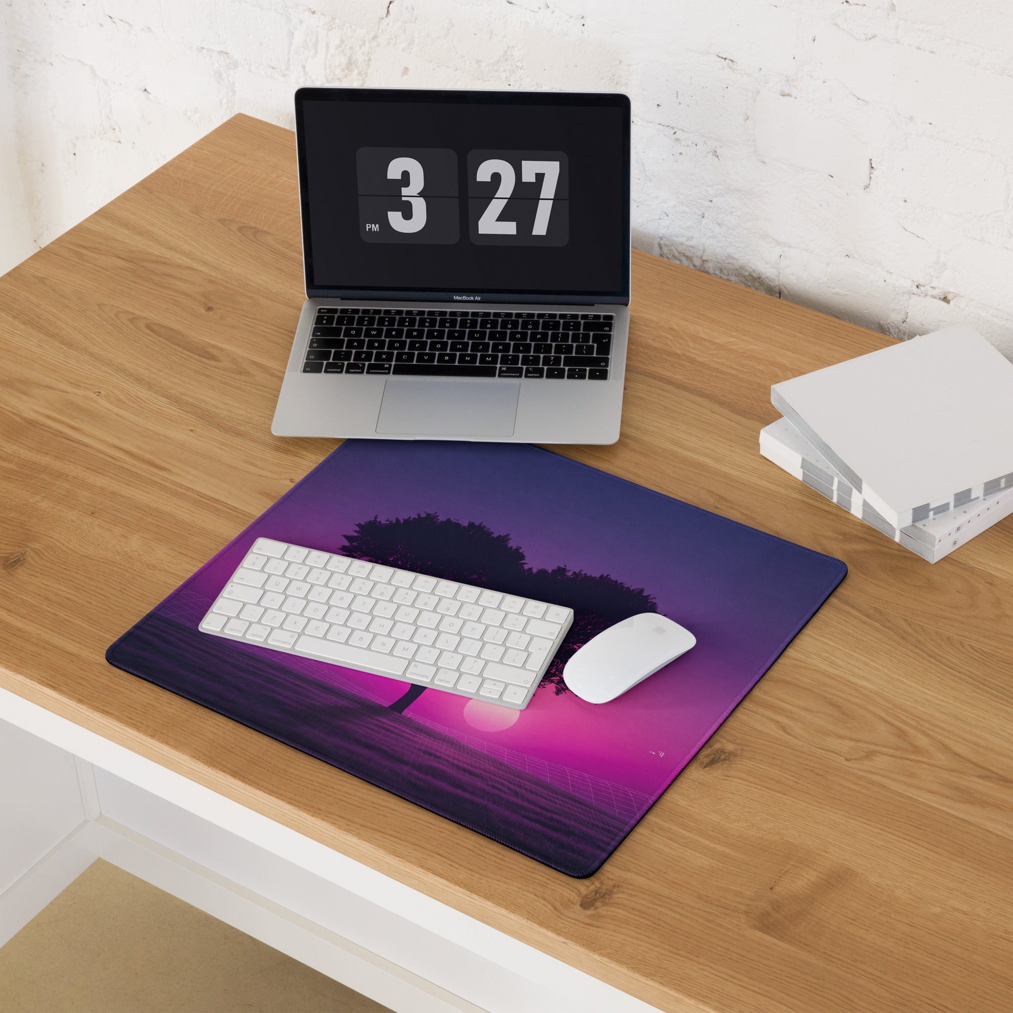 Vaporwave Sunset Tree Mouse Pad - Tree Purple Pink Desk Gaming Vaporwave Dreamy Nostalgic Synthwave Aesthetic
