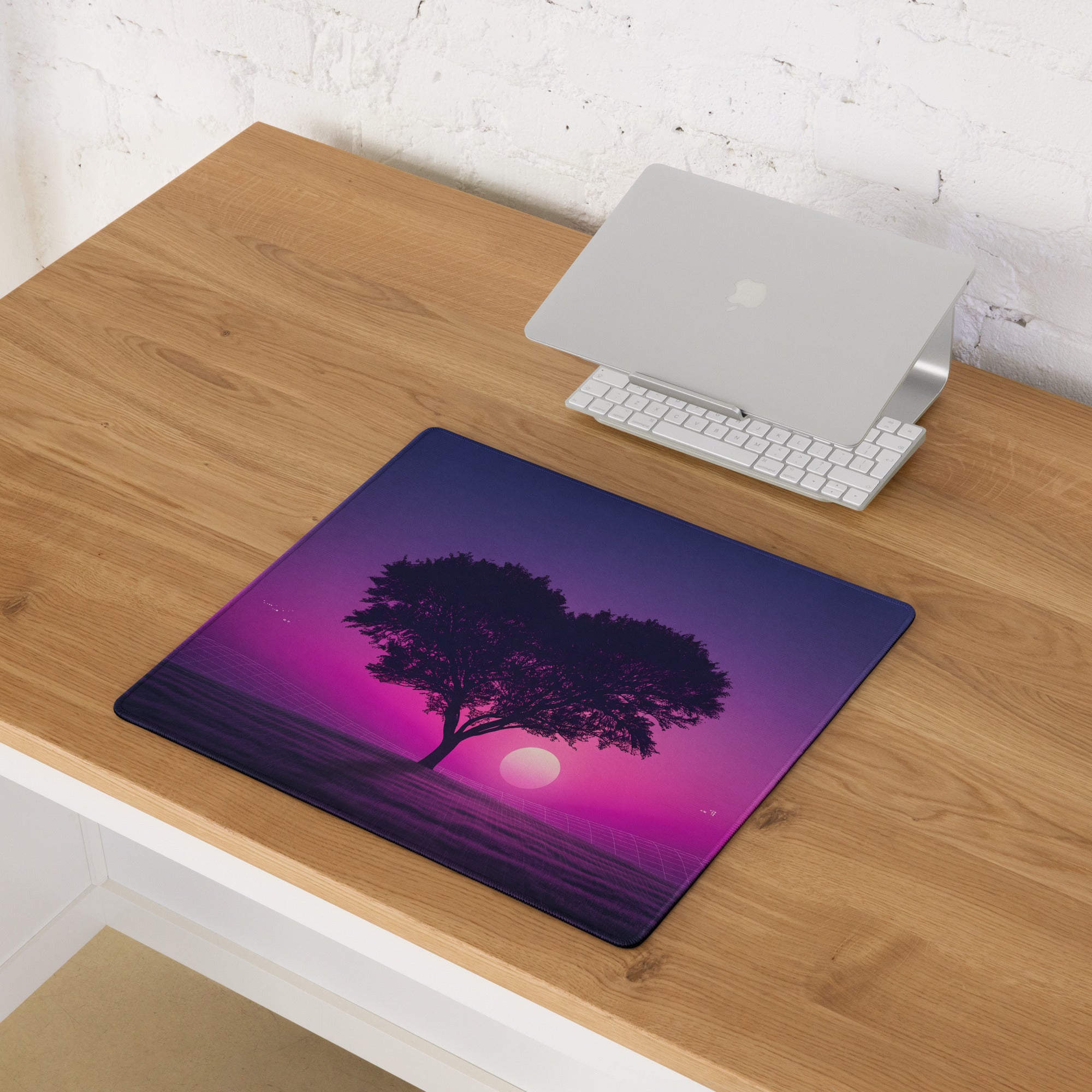 Vaporwave Sunset Tree Mouse Pad - Tree Purple Pink Desk Gaming Vaporwave Dreamy Nostalgic Synthwave Aesthetic