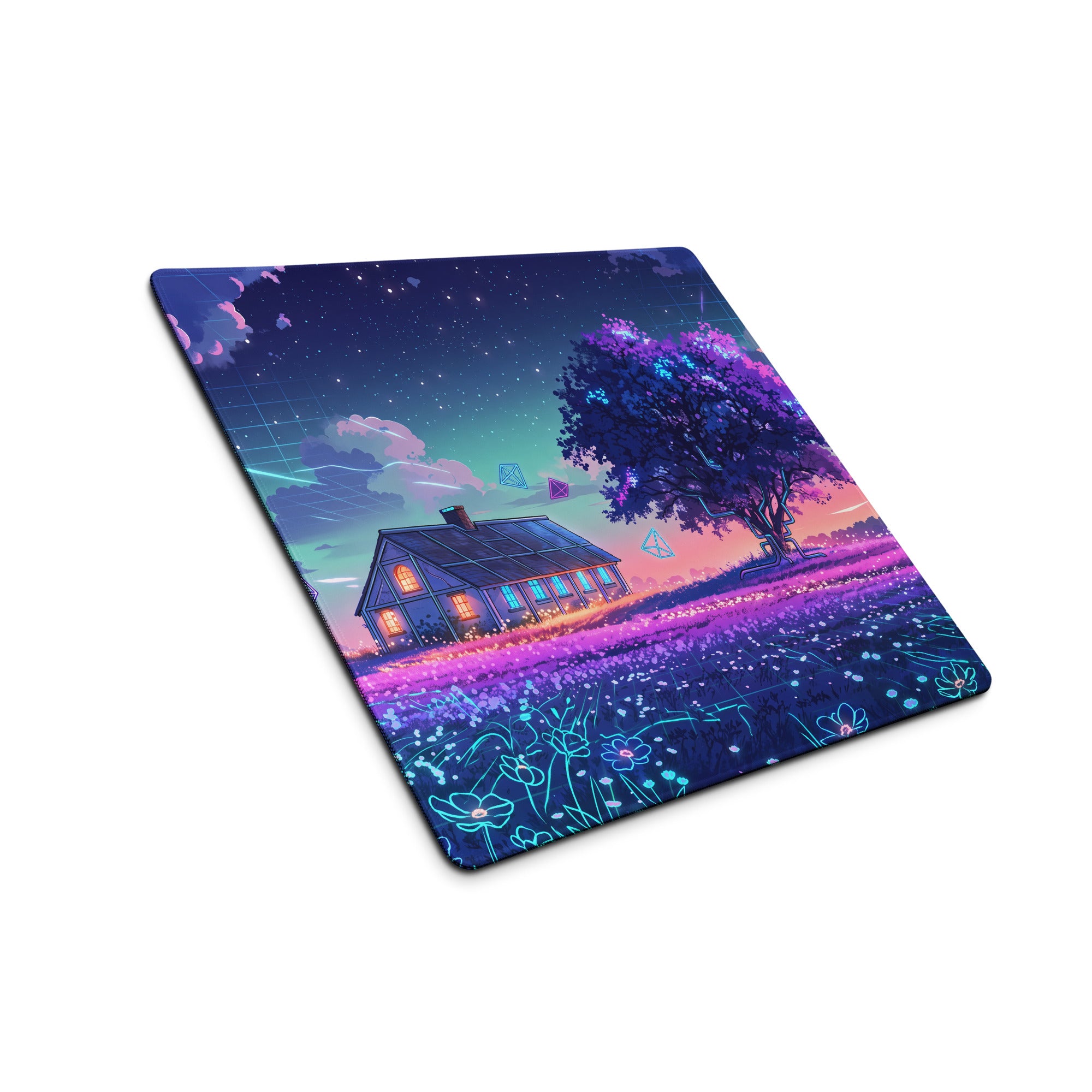 Vaporwave Nightscape Mouse Pad - Landscape Mouse Pad Purple Pink For Gaming Vaporwave Dreamy Neon Mood Modern Desk Art