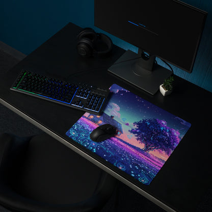 Vaporwave Nightscape Mouse Pad - Landscape Mouse Pad Purple Pink For Gaming Vaporwave Dreamy Neon Mood Modern Desk Art