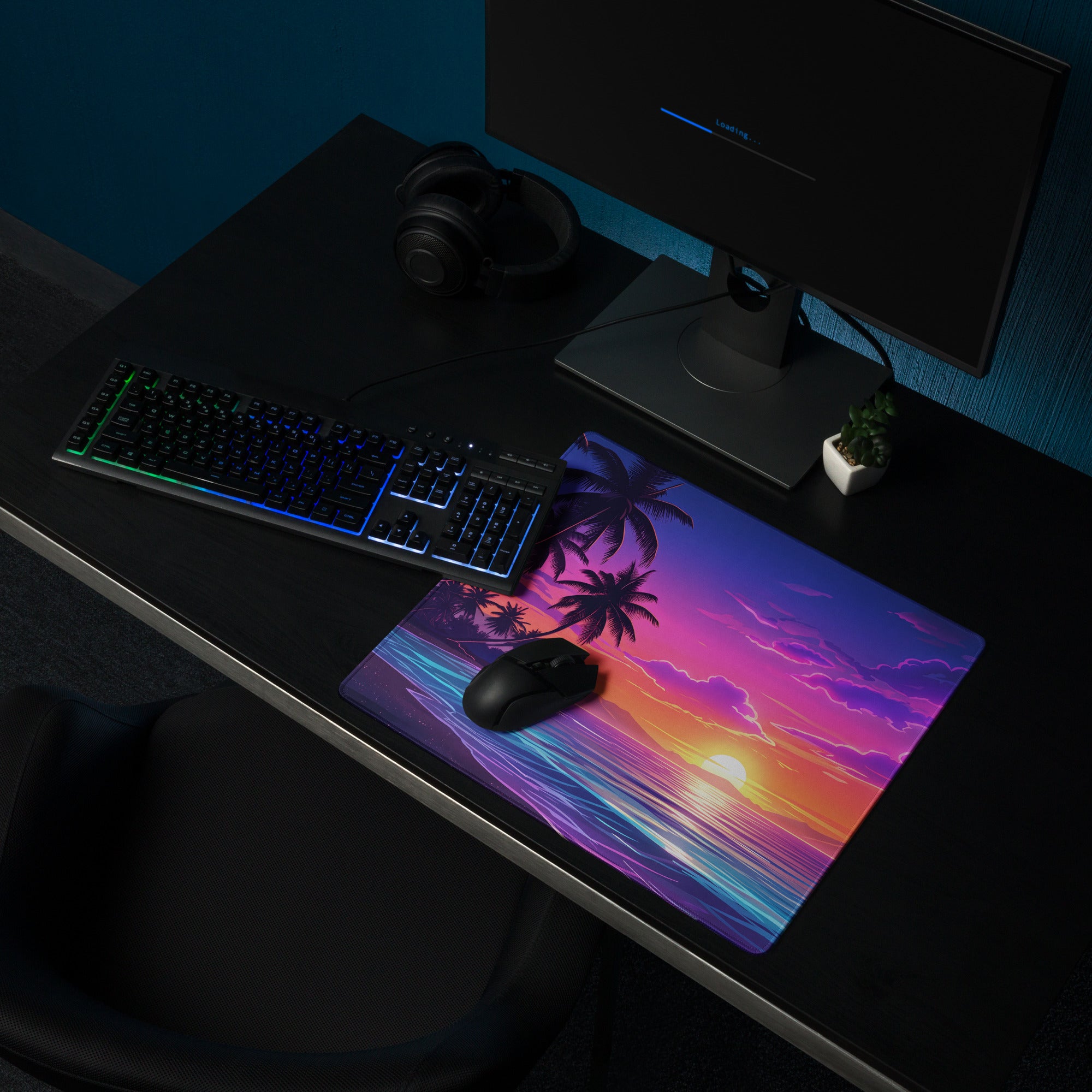 Vaporwave Sunset Palm Mouse Pad - Mouse Pad Purple Pink Desk Vaporwave Dreamy Neon Vaporwave Mood Retro PC Setup Digital