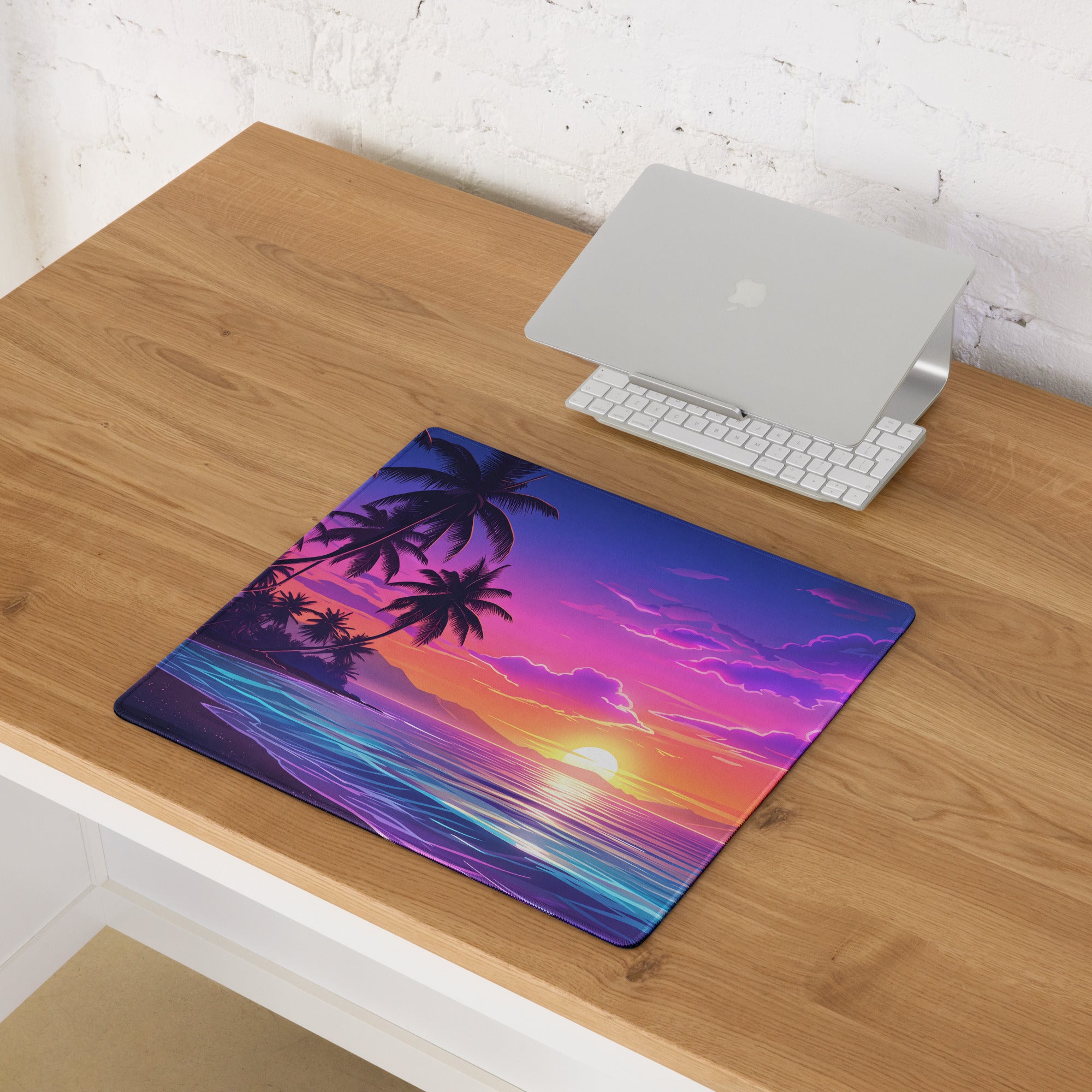 Vaporwave Sunset Palm Mouse Pad - Mouse Pad Purple Pink Desk Vaporwave Dreamy Neon Vaporwave Mood Retro PC Setup Digital