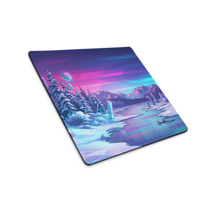 Vaporwave Neon Alps Desk Mat - Mouse Pad Pink Purple Blue Desk Setup Vaporwave Dreamy Mood Retro Futurism Digital Art