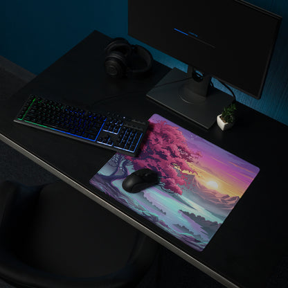 Vaporwave Sunset Pro Gaming Mouse Pad - Vaporwave Sunset Purple Pink Desk Synthwave Dreamy Retro Gamer Digital Art