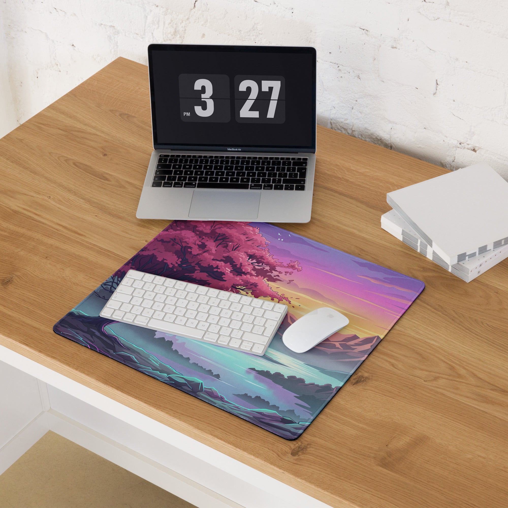 Vaporwave Sunset Pro Gaming Mouse Pad - Vaporwave Sunset Purple Pink Desk Synthwave Dreamy Retro Gamer Digital Art