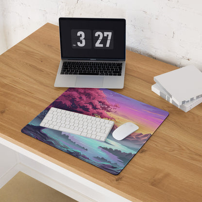 Vaporwave Sunset Pro Gaming Mouse Pad - Vaporwave Sunset Purple Pink Desk Synthwave Dreamy Retro Gamer Digital Art