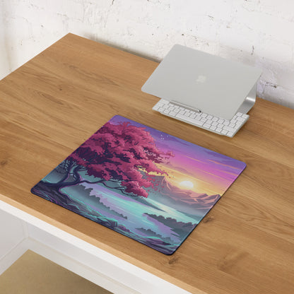 Vaporwave Sunset Pro Gaming Mouse Pad - Vaporwave Sunset Purple Pink Desk Synthwave Dreamy Retro Gamer Digital Art