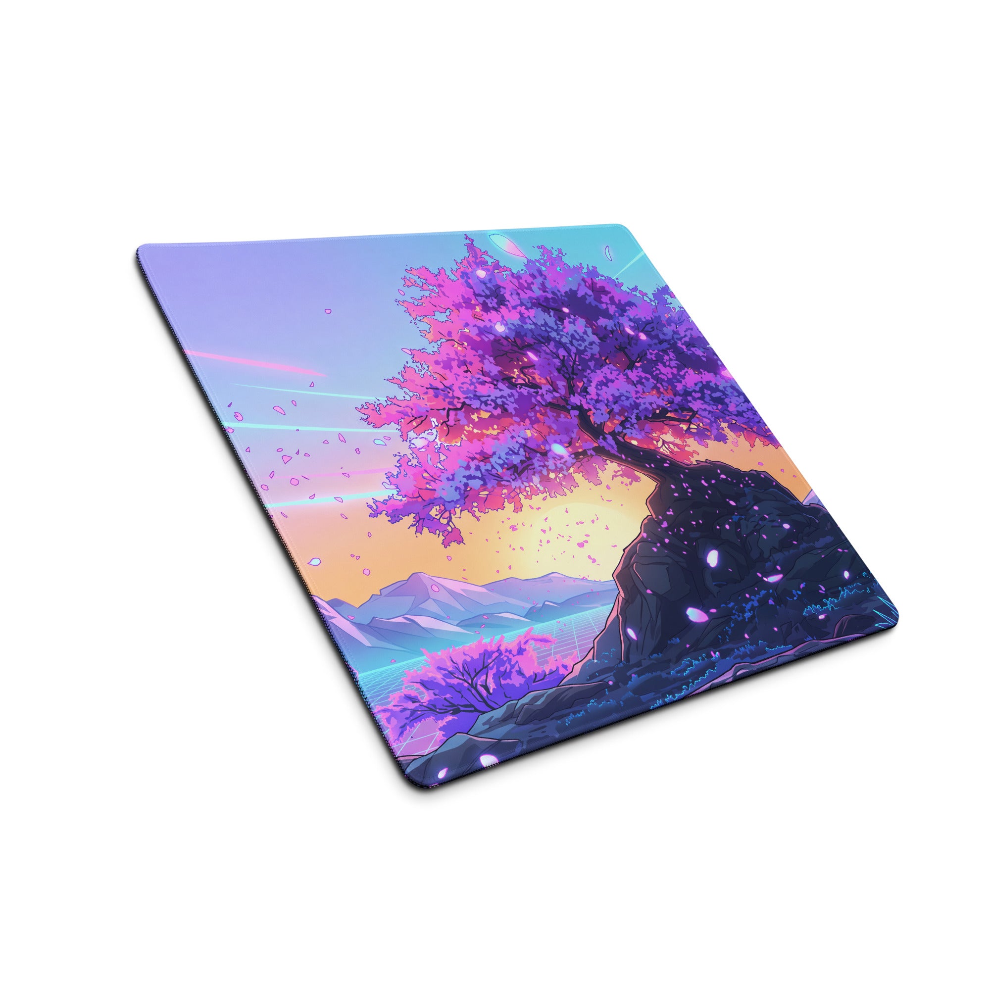 Vaporwave Neon Mouse Pad - Mouse Pad Purple Pink Blue Gaming Dreamlike Neon Retro Futurism Desk Mat Digital Art