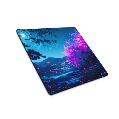 Neon Vaporwave Nightscape Mouse Pad - Mouse Pad Neon Blue Pink Purple Gaming - Dreamy Retro-Futuristic Vaporwave Digital