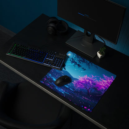 Neon Vaporwave Nightscape Mouse Pad - Mouse Pad Neon Blue Pink Purple Gaming - Dreamy Retro-Futuristic Vaporwave Digital