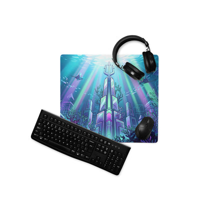 Neon Ocean Vaporwave Mousepad - Mousepad Neon Cyan Purple Pink Gaming Desk Vaporwave Dreamy Synthwave Neon Ocean Digital