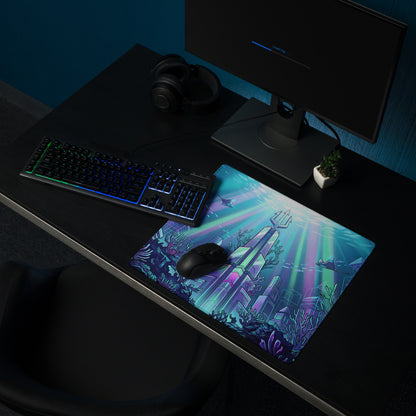 Neon Ocean Vaporwave Mousepad - Mousepad Neon Cyan Purple Pink Gaming Desk Vaporwave Dreamy Synthwave Neon Ocean Digital
