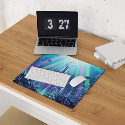 Neon Ocean Vaporwave Mousepad - Mousepad Neon Cyan Purple Pink Gaming Desk Vaporwave Dreamy Synthwave Neon Ocean Digital