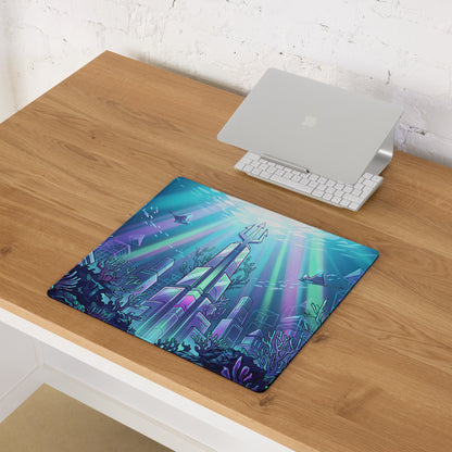 Neon Ocean Vaporwave Mousepad - Mousepad Neon Cyan Purple Pink Gaming Desk Vaporwave Dreamy Synthwave Neon Ocean Digital