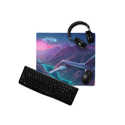 Vaporwave Sunset Mountains Mouse Pad - Mouse Pad Neon Pink Purple Desktop Vaporwave Dreamy Neon Aesthetic Gaming Digital