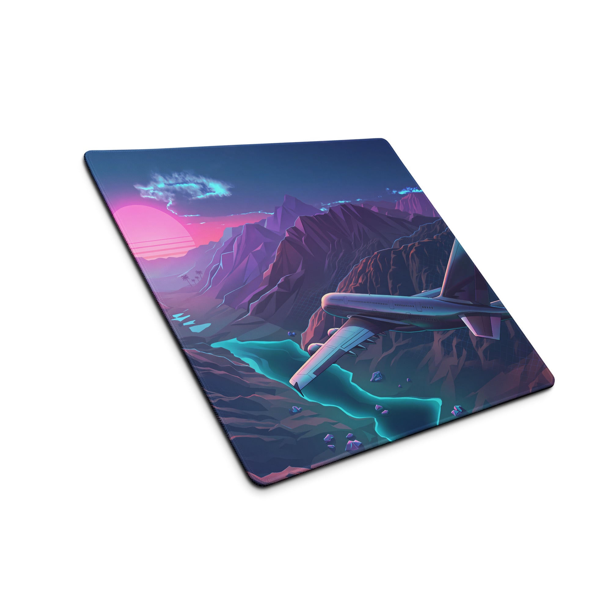 Vaporwave Sunset Mountains Mouse Pad - Mouse Pad Neon Pink Purple Desktop Vaporwave Dreamy Neon Aesthetic Gaming Digital