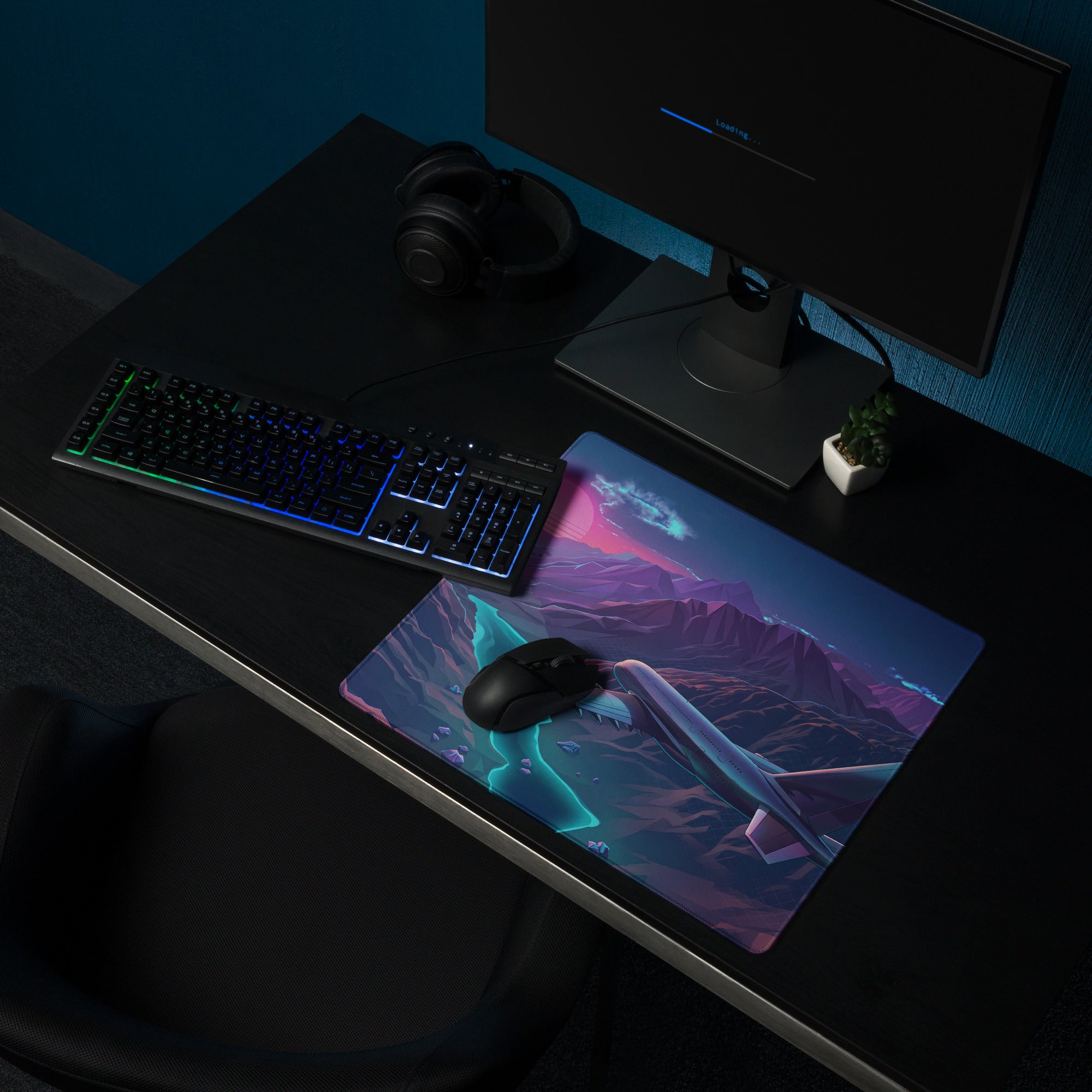 Vaporwave Sunset Mountains Mouse Pad - Mouse Pad Neon Pink Purple Desktop Vaporwave Dreamy Neon Aesthetic Gaming Digital