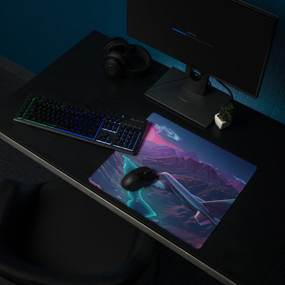 Vaporwave Sunset Mountains Mouse Pad - Mouse Pad Neon Pink Purple Desktop Vaporwave Dreamy Neon Aesthetic Gaming Digital