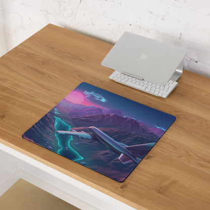 Vaporwave Sunset Mountains Mouse Pad - Mouse Pad Neon Pink Purple Desktop Vaporwave Dreamy Neon Aesthetic Gaming Digital