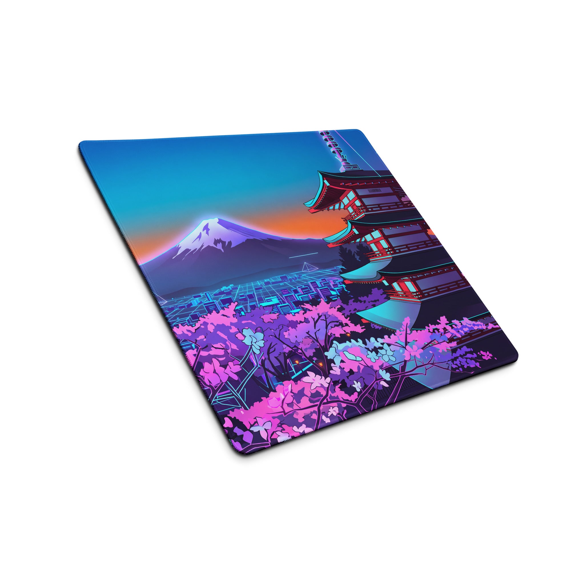 Vaporwave Neon Temple Mouse Pad - Mouse Pad Blue Purple for Gaming Vaporwave Dreamy Nostalgia Retro Futurism