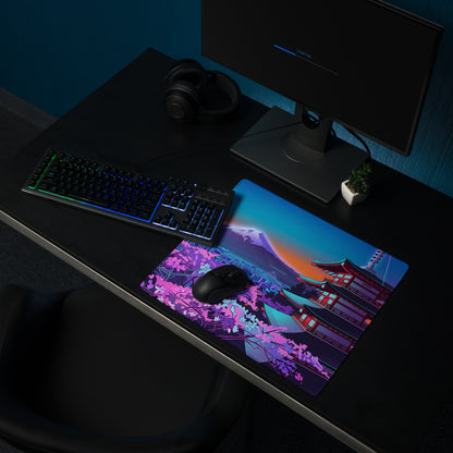 Vaporwave Neon Temple Mouse Pad - Mouse Pad Blue Purple for Gaming Vaporwave Dreamy Nostalgia Retro Futurism
