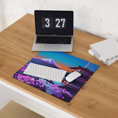 Vaporwave Neon Temple Mouse Pad - Mouse Pad Blue Purple for Gaming Vaporwave Dreamy Nostalgia Retro Futurism