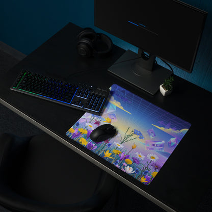 Vaporwave Floral Gradient Mouse Pad - Mouse Pad Blue Purple Pink For Gaming Vaporwave Dreamy Nostalgic Neon Desk Mat