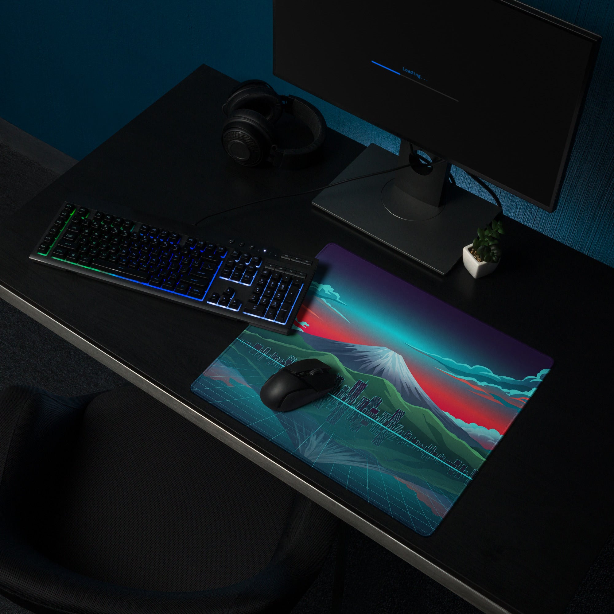 Vaporwave City Vista Mouse Pad - Mouse Pad Teal Pink Desk Vaporwave Dreamy Neon Synthwave Gaming Setup Digital Art